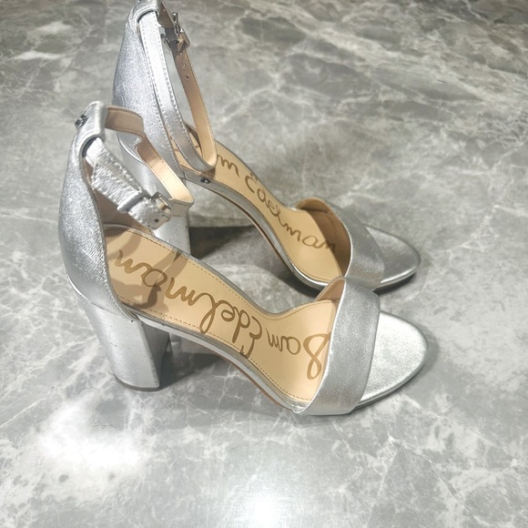 Women's Sam Edelman Daniella Heeled Sandal /Silver /Open Toe Formal Shoes SZ 8.5 - Picture 1 of 6